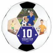 サッカーカスタムチームの選手の写真と文字 サッカーボール (正面)