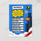 サッカーカスタムトレーディングカード、漫画サッカーカード コーリングカード (裏面)