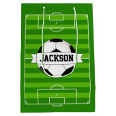 サッカーカスタムフィールド選手/チーム名スポーツパーティー ミディアムペーパーバッグ (裏面)