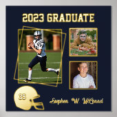 サッカーカスタムフォト卒業箔プリント 箔ポスター (正面)