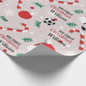 サッカーカスタムボールおもしろいクリスマス ラッピングペーパー (角)