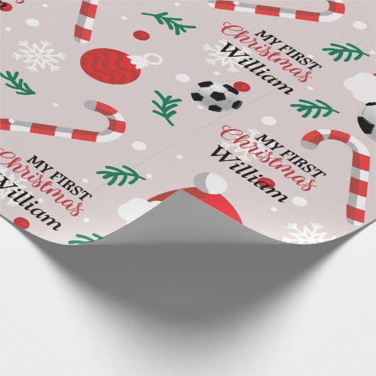サッカーカスタムボールおもしろいクリスマス ラッピングペーパー (角)