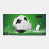 サッカーカスタムボールのモノグラム デスクマット (キーボード&マウス)