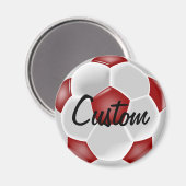 サッカーカスタムボールの赤磁石 マグネット (正面/裏面)