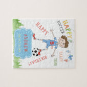 サッカーカスタム子供の誕生日おもしろいカラフル ジグソーパズル (横)