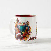 サッカーカスタム秋ユニークコテージコーコーヒーマグ ツートーンマグカップ (正面左)