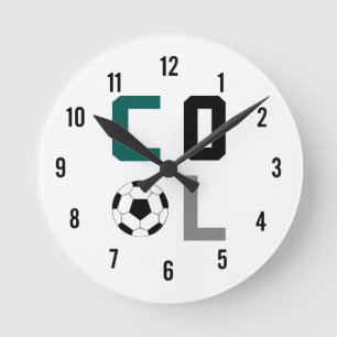 サッカーカッコいい時計（緑） ラウンド壁時計