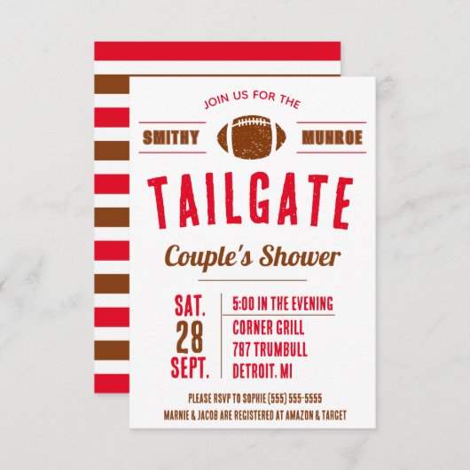 サッカーカップルのブライダルシャワーインヴィット 招待状 (正面/裏面)