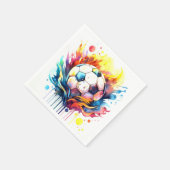 サッカーカラフルキッズウォーターカラー誕生日 スタンダードカクテルナプキン (角)