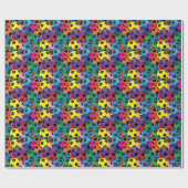 サッカーカラフルボールのコラージュ ラッピングペーパー (フラット)