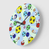 サッカーカラフルボールの大きな数読の簡単 ラージ壁時計 (傾斜)