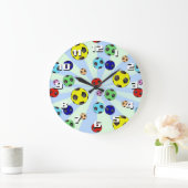 サッカーカラフルボールの大きな数読の簡単 ラージ壁時計 (ホーム)