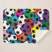 サッカーカラフルボールコラージュ シェルパブランケット (正面(横))