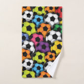 サッカーカラフルボールデザインバスタオルセット バスタオルセット (ハンドタオル)