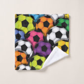 サッカーカラフルボールデザインバスタオルセット バスタオルセット (ウォッシュタオル)