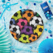 サッカーカラフルボールデザイン紙パーティープレート ペーパープレート (パーティー)