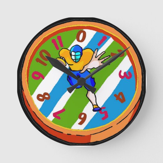 サッカーカラフル時計 ラウンド壁時計 (正面)