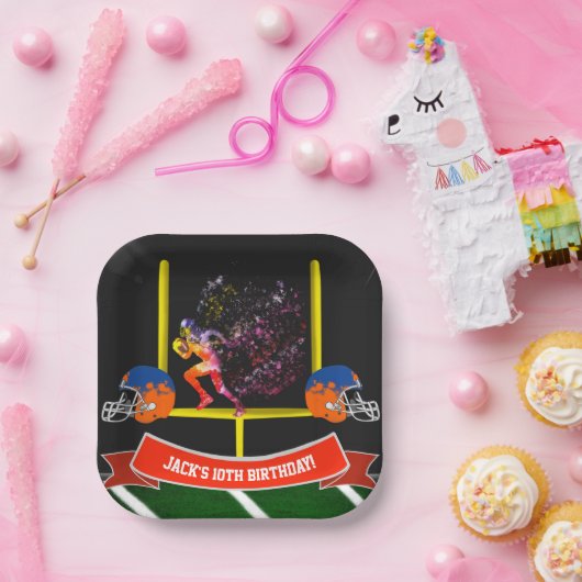 サッカーカラフル選手走の誕生日 ペーパープレート (パーティー)