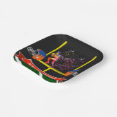 サッカーカラフル選手走の誕生日 ペーパープレート (傾斜あり)