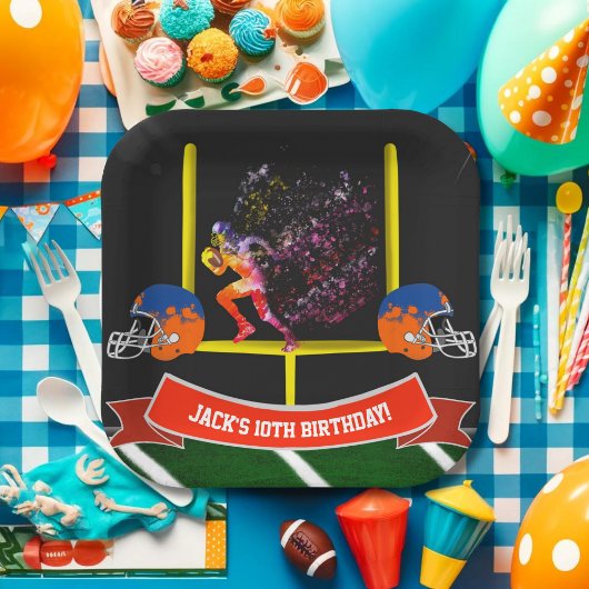 サッカーカラフル選手走の誕生日 ペーパープレート