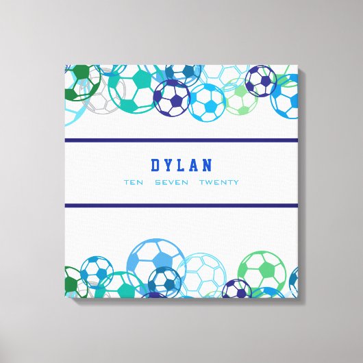 サッカーカラーバー(ユダヤ教の)バル・ミツバーサインインメモリーボード キャンバスプリント (正面)