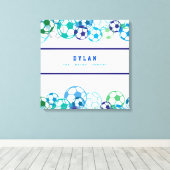 サッカーカラーバー(ユダヤ教の)バル・ミツバーサインインメモリーボード キャンバスプリント (インサイチュ (ウッドフロア))