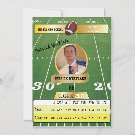 サッカーカード付/統計グラフ招待状-金ゴールド 招待状 (正面)