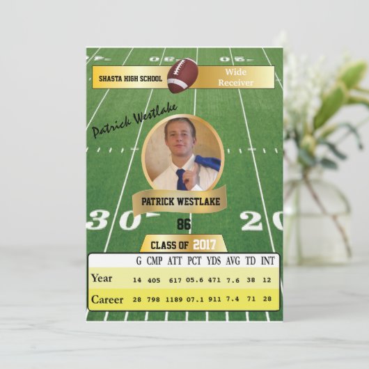 サッカーカード付/統計グラフ招待状-金ゴールド 招待状 (スタンド正面)