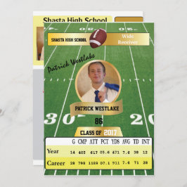 サッカーカード付/統計グラフ招待状-金ゴールド 招待状