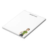 サッカーガールイラストレーション&カスタムタイトル ノートパッド (回転)