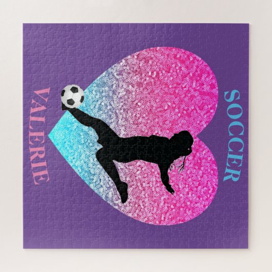 サッカーガールズジパーソナライズされたグソーパズル ジグソーパズル (横)