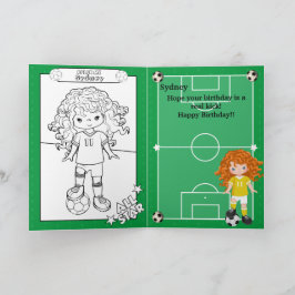 サッカーガールズ サッカーぬりえ ハッピーバースデー カード