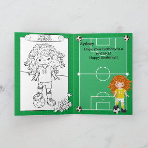 サッカーガールズ サッカーぬりえ ハッピーバースデー カード