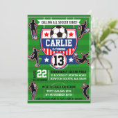 サッカーガールズ サッカー場 誕生日パーティー招待状 招待状 (スタンド正面)