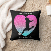 サッカーガールハート(名前あり) クッション (ブランケット)