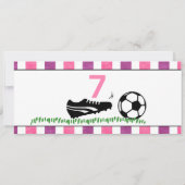 サッカーガールバースデーパーティーチケットスポーツデジタル 招待状 (裏面)