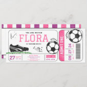 サッカーガールバースデーパーティーチケットスポーツデジタル 招待状 (正面/裏面)