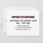 サッカーガールバースデーパーティー，サッカー選手ギフト 招待状 (裏面)