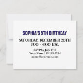 サッカーガールバースデーパーティー,サッカー選手ギフト 招待状 (裏面)