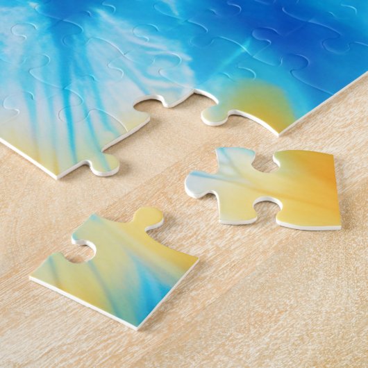 サッカーガールパーソナライズされたネクタイ染めレインボー誕生日 ジグソーパズル (側面)