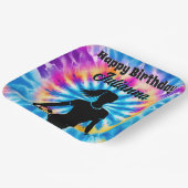 サッカーガールパーソナライズされたネクタイ染めレインボー誕生日 ペーパープレート (傾斜あり)