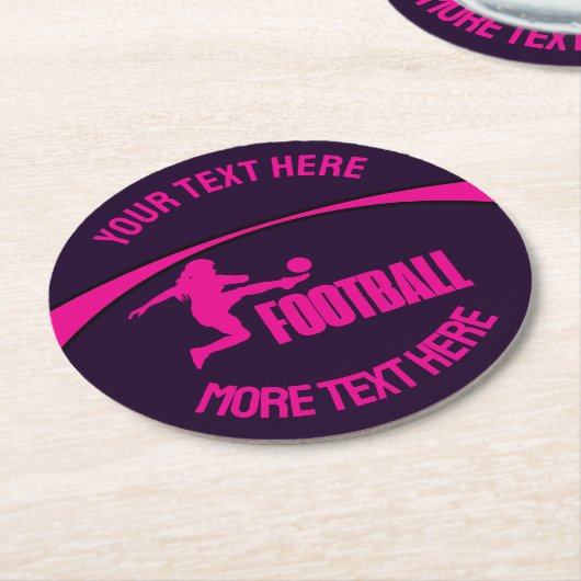 サッカーガールプレーヤー，チーム，誕生日ガールギフト ラウンドペーパーコースター (アングル)