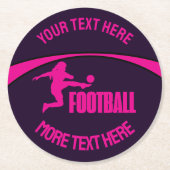 サッカーガールプレーヤー，チーム，誕生日ガールギフト ラウンドペーパーコースター (正面)