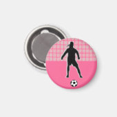 サッカーガールラベルゴールキーパー（女性） - Pink-L マグネット (正面/裏面)