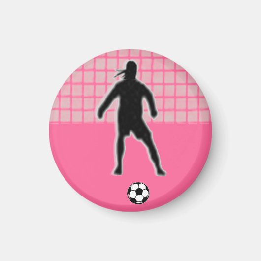 サッカーガールラベルゴールキーパー（女性） - Pink-L マグネット (正面)