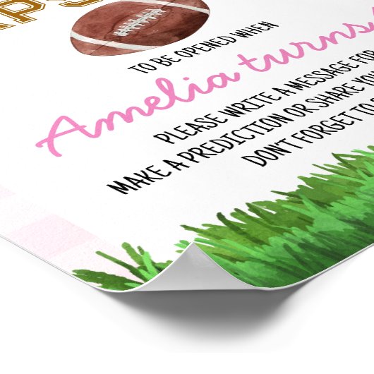 サッカーガール誕生日タイムカプセルサイン ポスター (角)