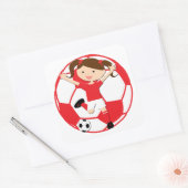 サッカーガール1とボー赤と白ル スクエアシール (封筒)