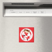 サッカーガール1とボー赤と白ル マグネット (インサイチュ (食洗機))