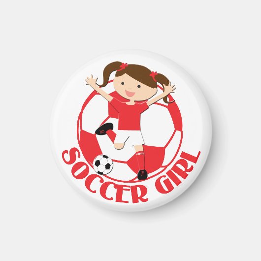 サッカーガール1とボー赤と白ルv2 マグネット (正面)