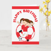 サッカーガール1とボ赤と白ール カード (黄色い花)